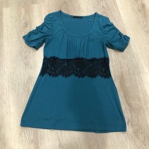 Teal with lace detail shirt